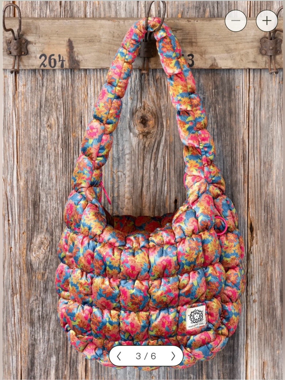 Natural Life Puffy Velvet Floral Quilted Bag ✨🆕